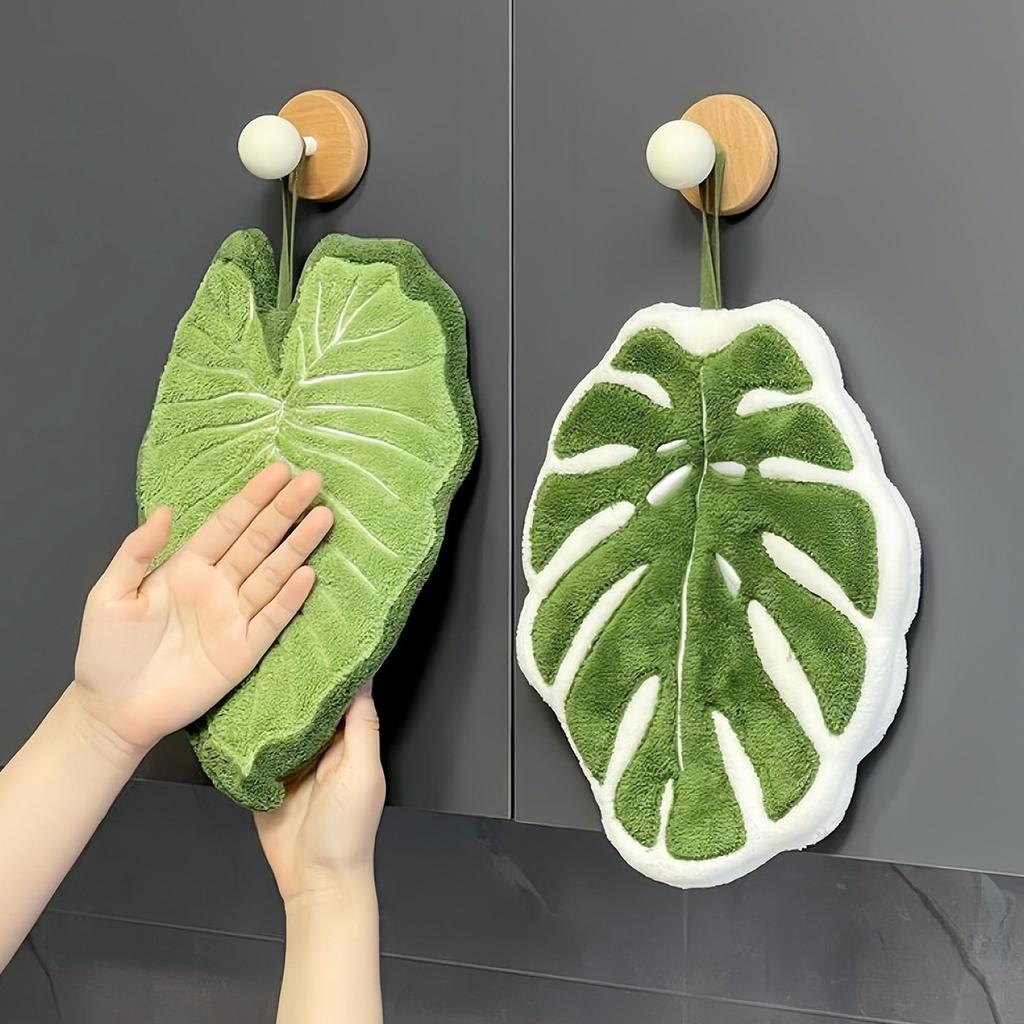 Handtücher für Badezimmer und Küche Niedliche Dekorative Blattförmige Hängende Gesichtstücher, Saugfähig, Schnelltrocknend, Fusselarm, für Badezimmer Wohnzimmer