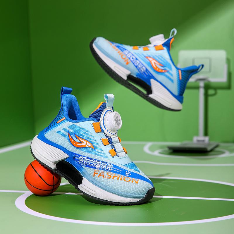 Classmate basketball shoes 2025 new autumn mesh rotating buckle fashion children's sports shoes boys casual sports shoes