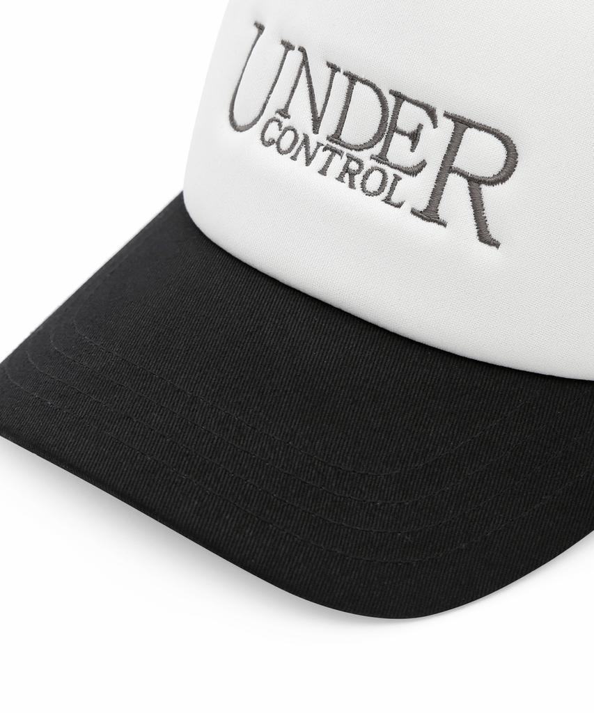 Eondeokeonteulol Summer Mesh Sunblock Logo Color Block Ball Cap Unisex Baseball Cap Signature / Mesh Trucker Black