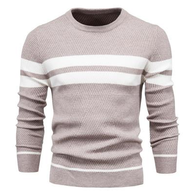 Autumn and Winter Men's Casual Striped Men's Sweater Pullover Color Matching Round Neck Men's Sweater
