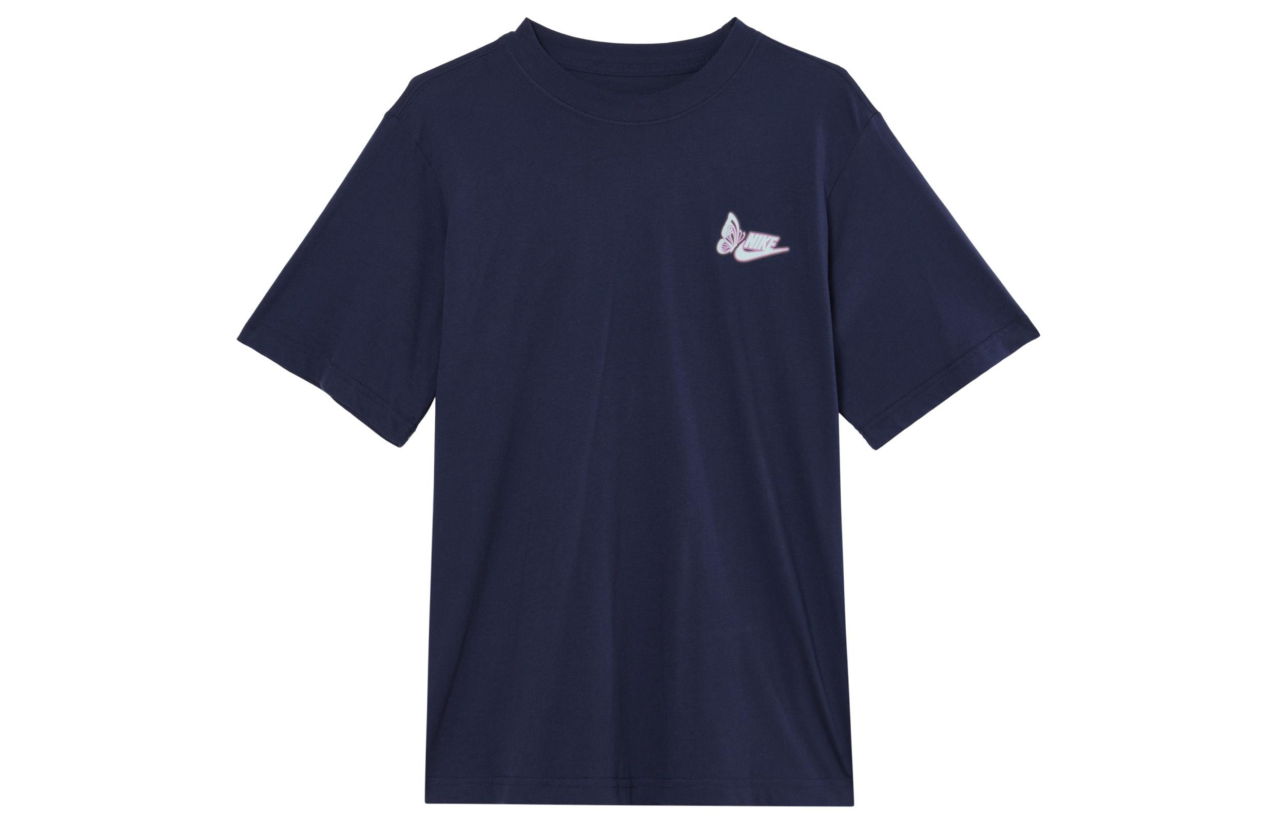 Nike Women ss Logo Letter Print Retro T-Shirt  Navy Blue  FD2548-410 XL