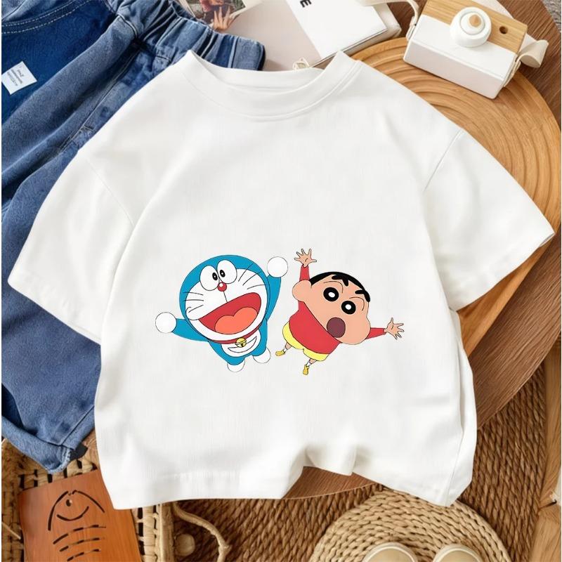 Popular Trendy Children's Short-Sleeve T-Shirt Cute Cartoon Summer Casual Crew Neck Shirt Crayon Shin-chan