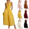 Women's Color Sleeveless Shirt Collar Dress - Dress for Summer Parties