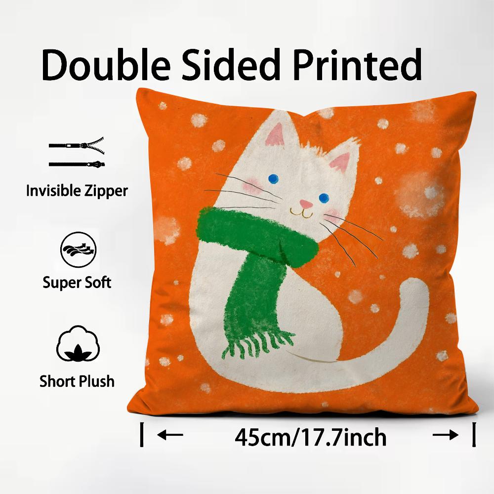 

Cat Cute Cushion Cover Plush Fabric Soft DoubleSided Printed Sofa Warm Winter Home Child Gift Pillow Case 30x30cm