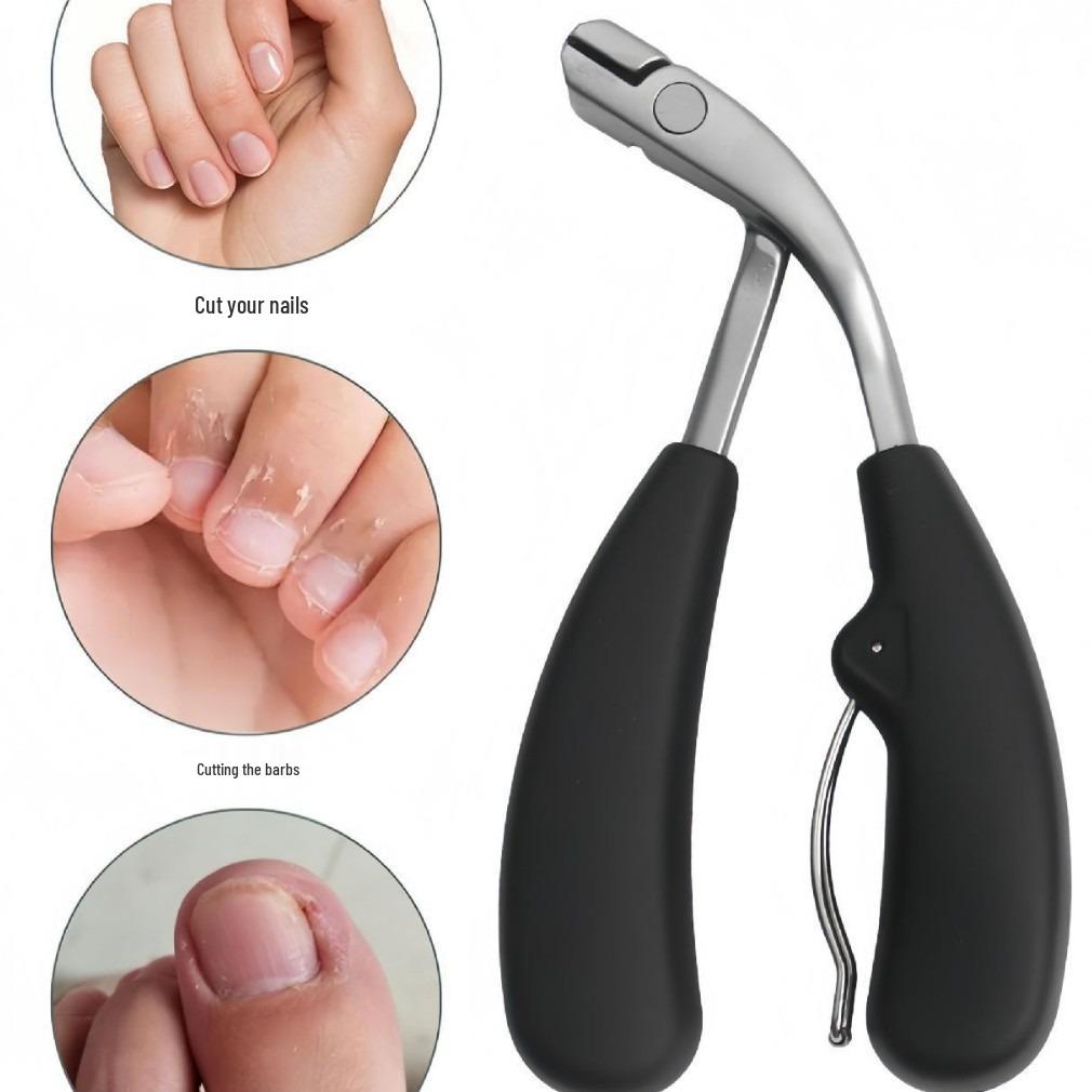 Anti-Slip Anti-Splash Curved Double-Edged Toenail Clipper for Thick Nails