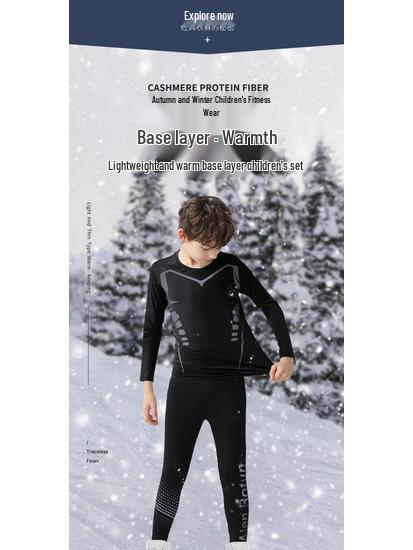 Kids' Quick-Dry Plus Velvet Warm Base Layer Skiing and Winter Sports Set