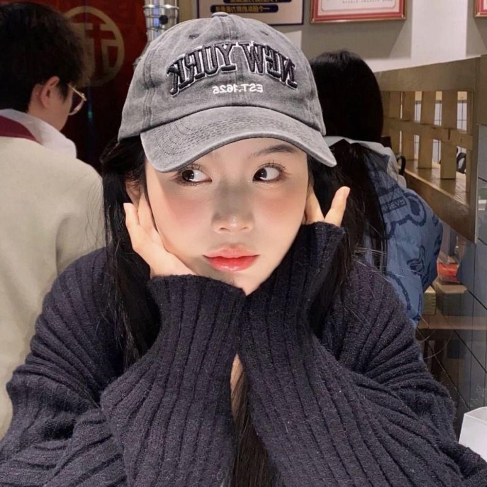 Adjustable Sport Duck Tongue Cap Washable Letter Embroidery Sun Hats New York Baseball Cap  Summer