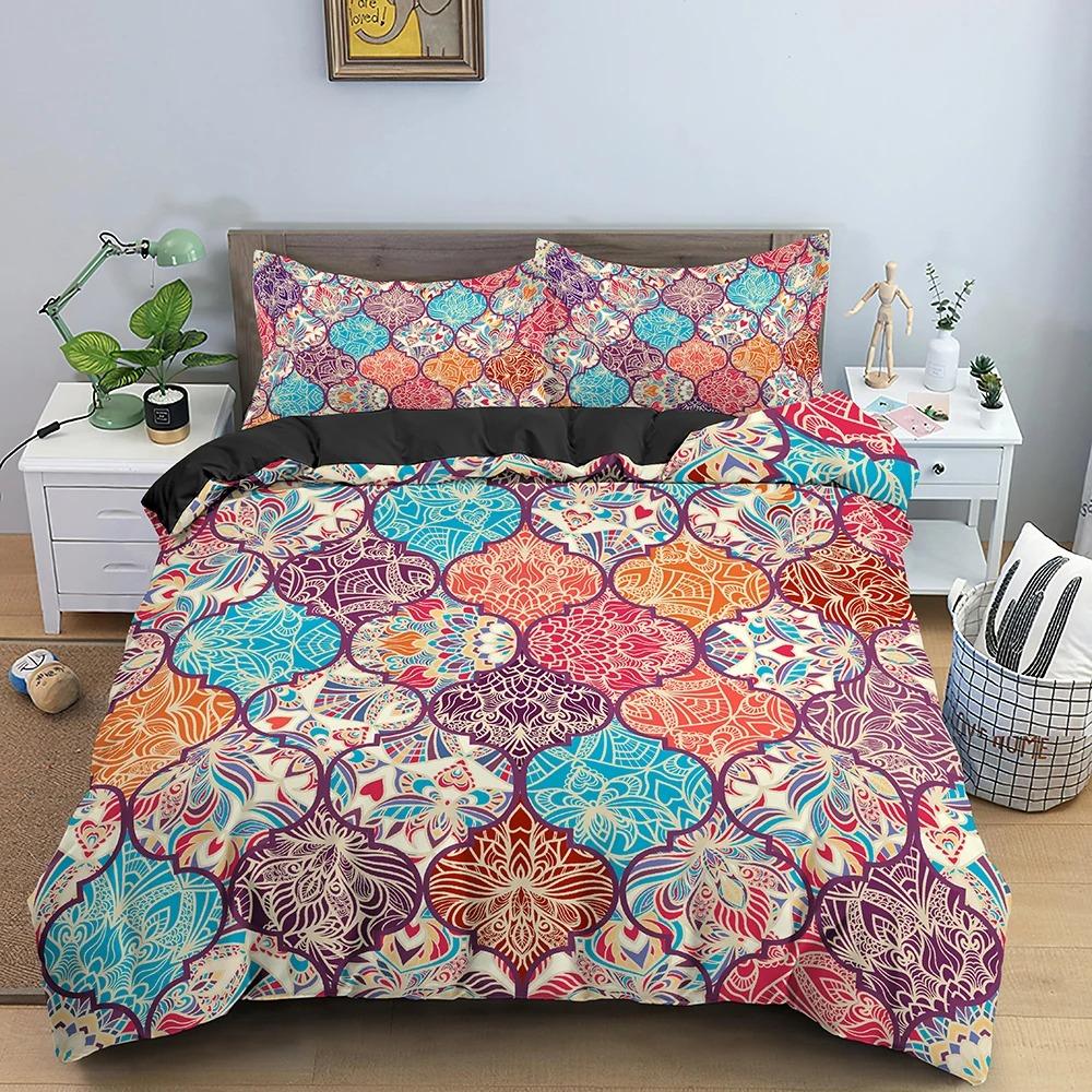 Mandala Duvet Cover Set Bohemian Bedding Set Soft Comforter Cover With 12pcs Pillow Shams Quilt Cover Bedroom King Queen Sizes