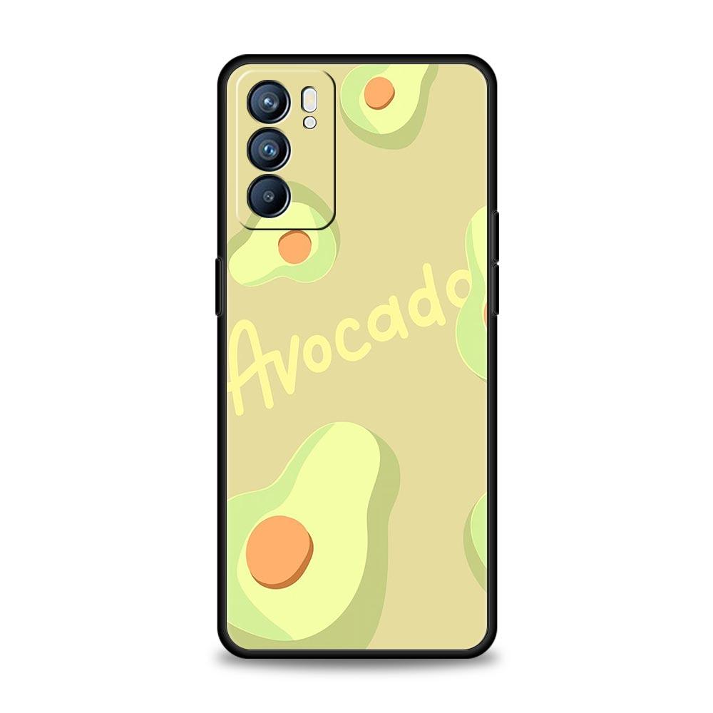 Cute Avocado Phone Case For Oppo Reno 13 12 11 10 7 F Find X5 X6 A98 A80 A79 A78 A57 A54 A31 A17 Pro 5G Soft TPU Cover Funda Bag