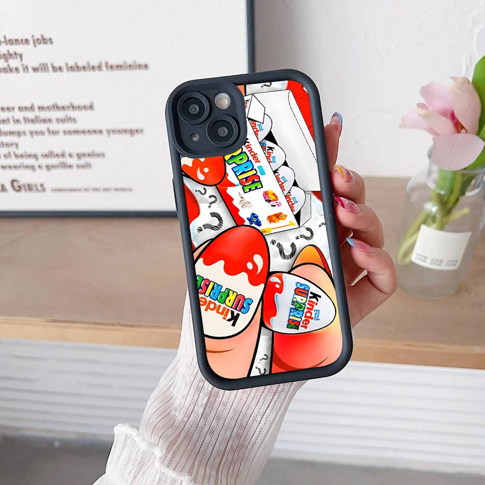 Cute Kinder Surprise Eggs Logo Phone Case For IPhone 16 15 14 Plus 13 12 11 17 Pro Max Pro Soft Cover