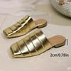 Pu Slip On Flat Shoes For Adults With Wrinkled Square Toe Summer Casual Wear