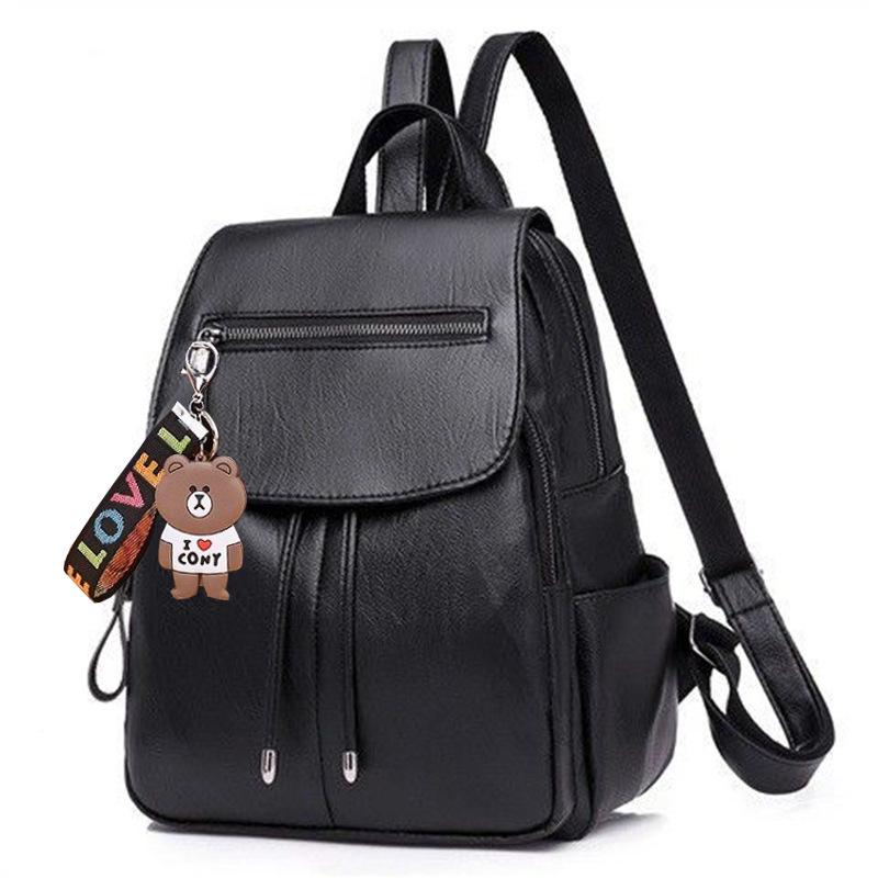 Versatile Women's PU Leather Backpack - Customizable Labels & School Bag