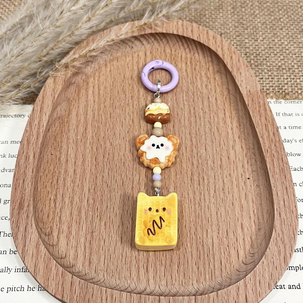 Panda Bread Keychain: Cute Xiaohongshu Toy with Lanyard & Phone Strap