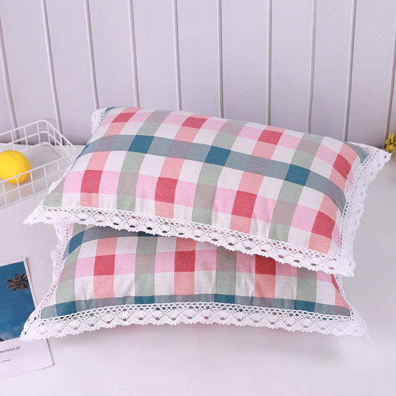 Thickened Pure Cotton Old Coarse Fabric Lace Pillowcase, A Pair of Student and Children's Dormitory Cotton Pillow Covers