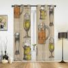 Cask Wine Glass Beer Stone Brick Retro Window Curtains Home Decor Living Room Curtains Kid's Room Cortinas For Kitchen Bedroom