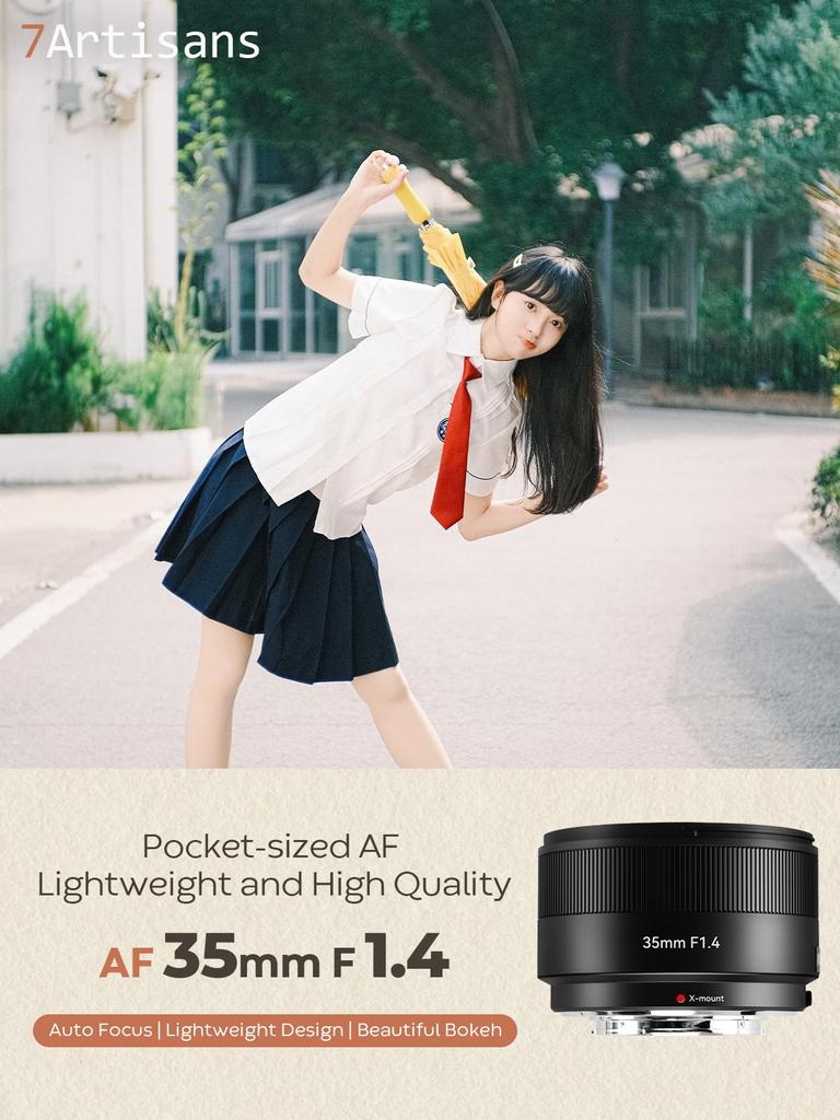 7Artisans AF 35mm Autofocus Large STM Lightweight and Beautiful Perfect for and Travel Photography F1.4 APS-C X-Mount Lens, F1.4 Aperture, Motor,