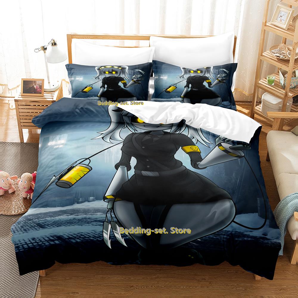 Comforter Murder Drones Bedding Set Cartoon Anime Three-Piece Set Adult Kid Bedroom Three-Piece Suits 3D Kawaii Queen Size Bed Sheets