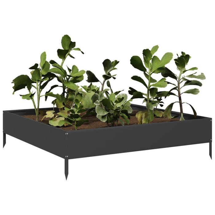 VidaXL Lit surélevé de jardin noir 100x100x26 cm acier 851017
