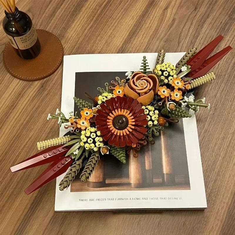 DIY Building Set for Adults, MOC Dried Flowers Bricks for Home Decor, Unique Botanical Collection Gift