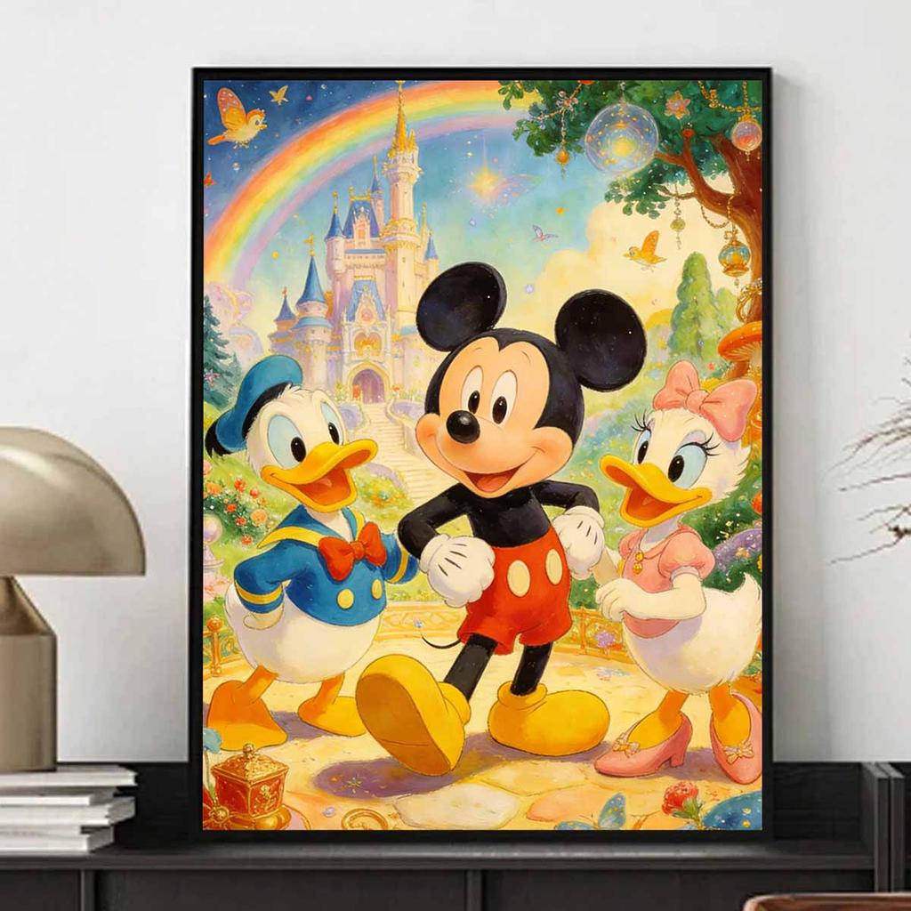 Disney oil painting handmade painting art kit Mickey Donald Daisy castle rainbow mosaic diy home decoration gift