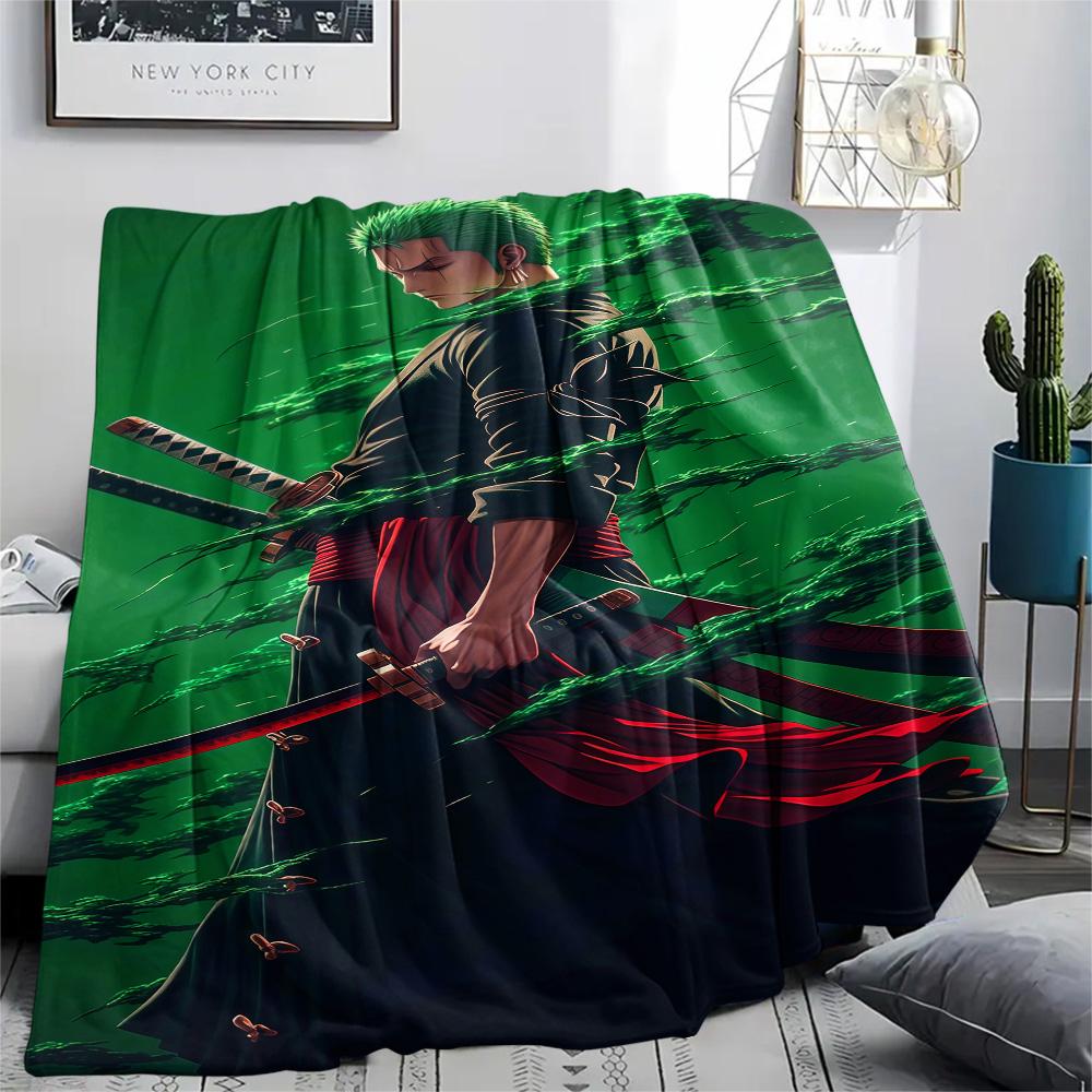 1PC Roronoa Zoro Patterned Flannel Blanket Suitable For All Seasons For Home Decor Warmth And Comfort Gifts Holiday Present