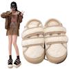 Woman Shoes Female Footwear Low Heels Modis Loafers Fur All-Match Clogs Platform Dress 2024 New Winter Creepers Fashion