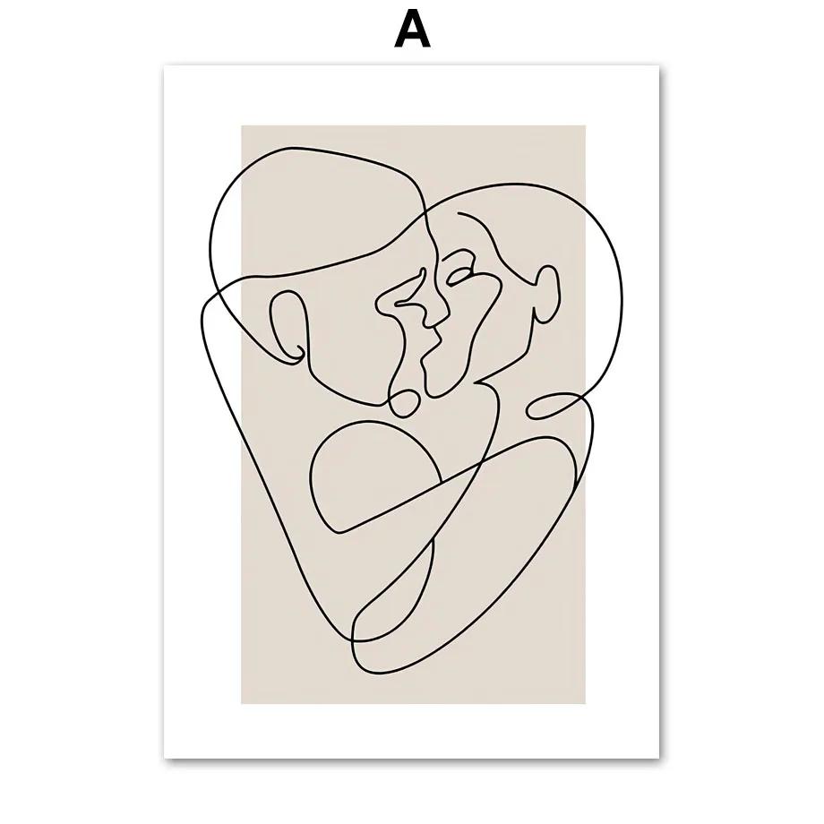 Modern Abstract Love Line Girl Body Flower Posters And Prints Canvas Painting Wall Art Pictures Living Room Home Decoration