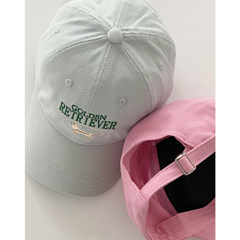 Cute Golden Retriever Embroidered Letters Baseball Cap for Women Soft Top Fur Cotton Couple Versatile Baseball Cap Showing Small Face