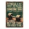 Vintage Iron Gym Sign 8x12 Inch, Motivational Weightlifting Wall Decor Rustic Metal Art