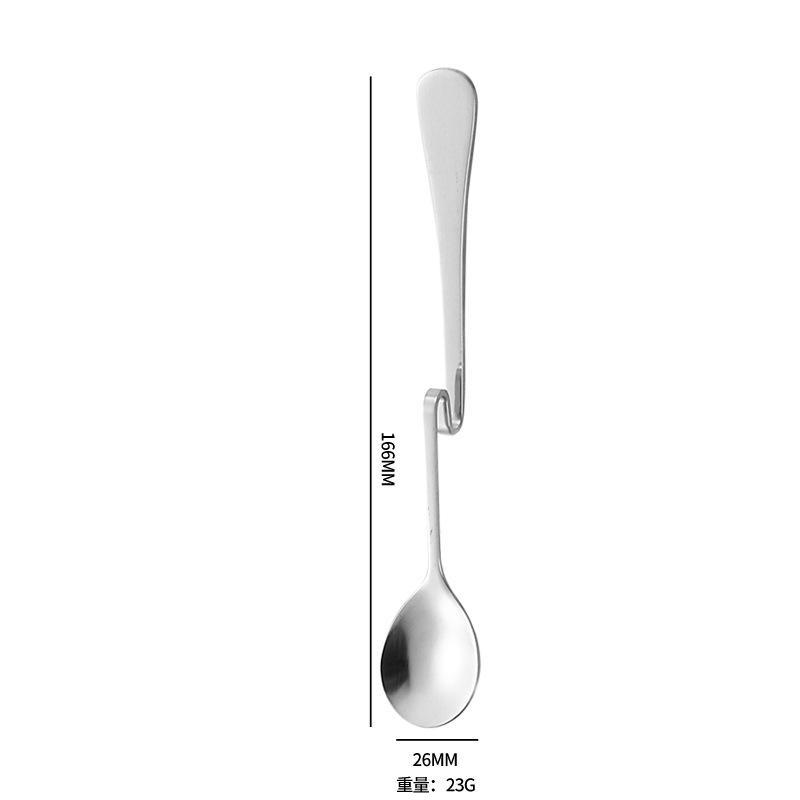 1Pcs Cute Curved Coffee Spoon Teaspoon Unique Condiment Drink Hanging Tea Coffee Dessert Stainless Steel Drink Tableware