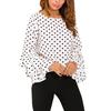 Bell Fashion Women Sleeve Loose Polka Dot Blouse Casual Ladies Shirt Tops