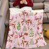 Christmas Reindeer Mixed Flannel Blanket Warm Soft Halloween Christmas Couch Warm Cozy Decorative Decor Gift for All Season