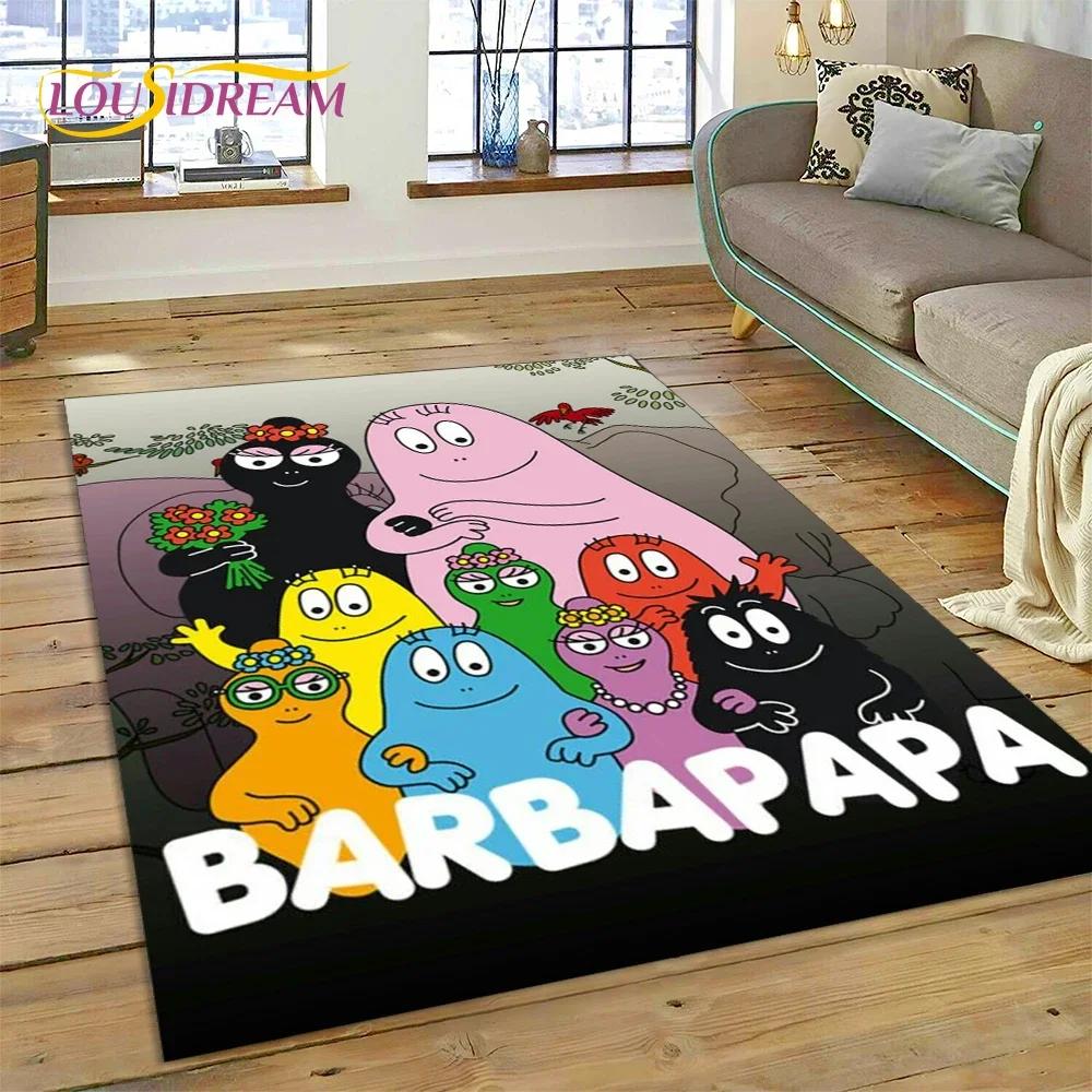 Cartoon Les Barbapapa Family Carpet Rug for Bedroom Living Room Home Sofa Decoration,Children Game Large Decor Floor Mat Gift