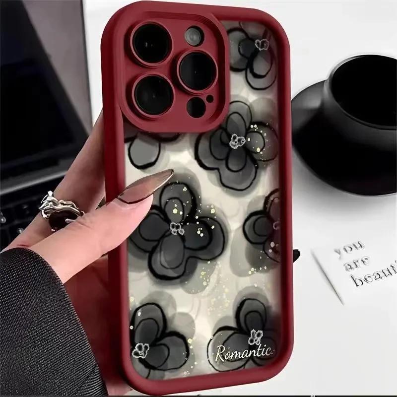 Nice Butterfly Flower Silicone Phone Case For iPhone 15 12 13 14 11 Pro Max XR XS X 7 8 Plus Shockproof matte Soft Cover
