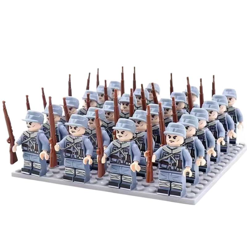 24PCS/SET WW2 Military Soldiers Rifle Weapons Gun Figures Parts Blocks Assembly DIY Model Building Kits Toys