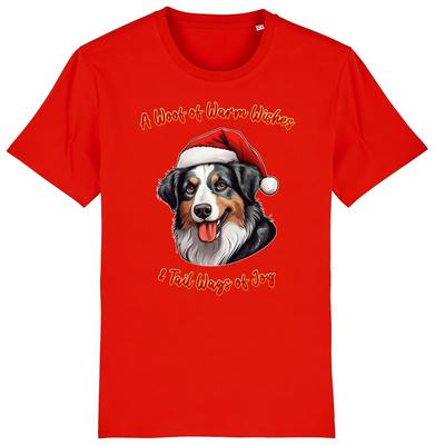 Camiseta Navideña Pastor Australiano para Niños Perro Papá Noel Guau Deseos Perros Niños Niñas