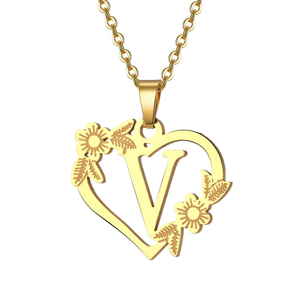 Fashion 26 Letter Stainless Steel Pendant Necklace Women Hollow Gold Color Chain A-Z Alphabet Clavicle Necklaces Jewelry Gift