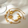 Stylish Celestials Charm Bracelet Featuring Moon Stars Adjustable 14K Gold Chain Wrist Jewelry for Parties Gatherings