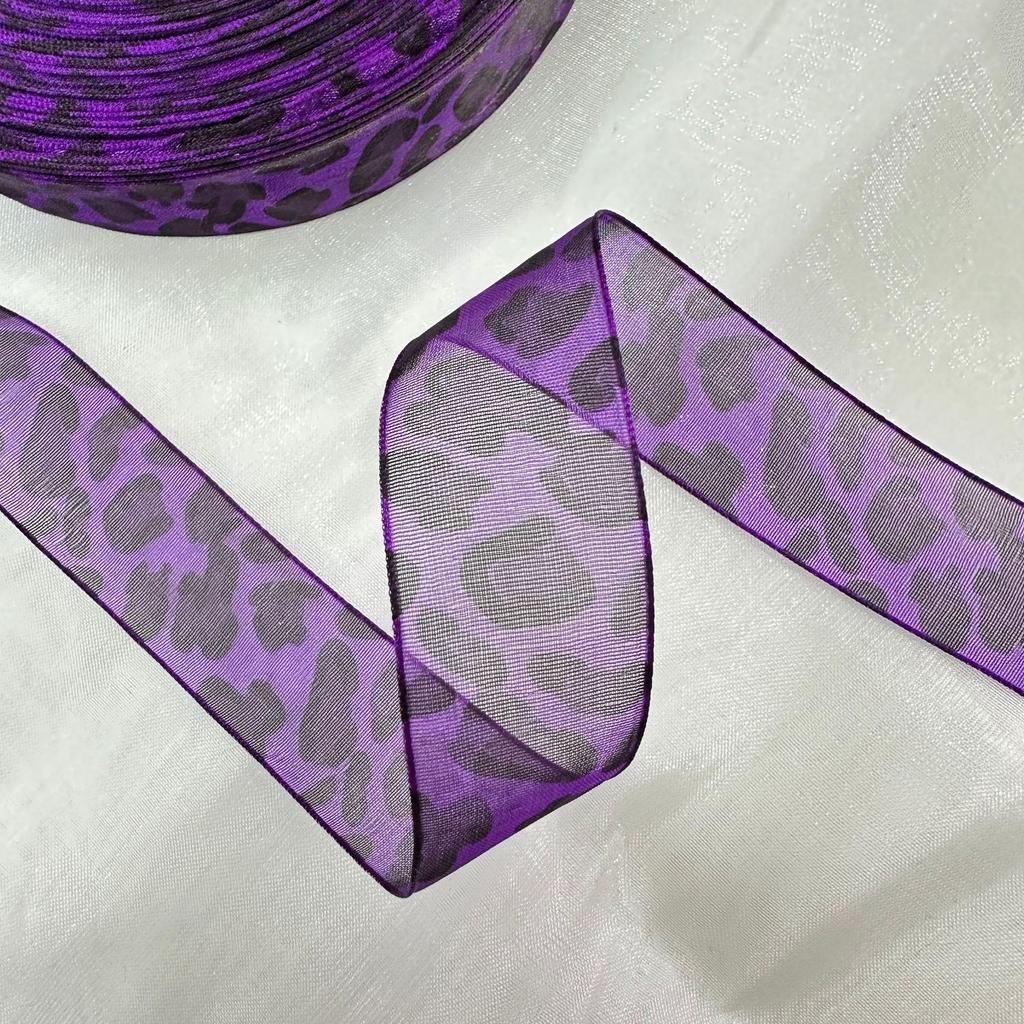 European & American Trend Leopard Print Letter Polyester Ribbed Edge Ribbon - Colorful Clothing & Home Textile Ribbon