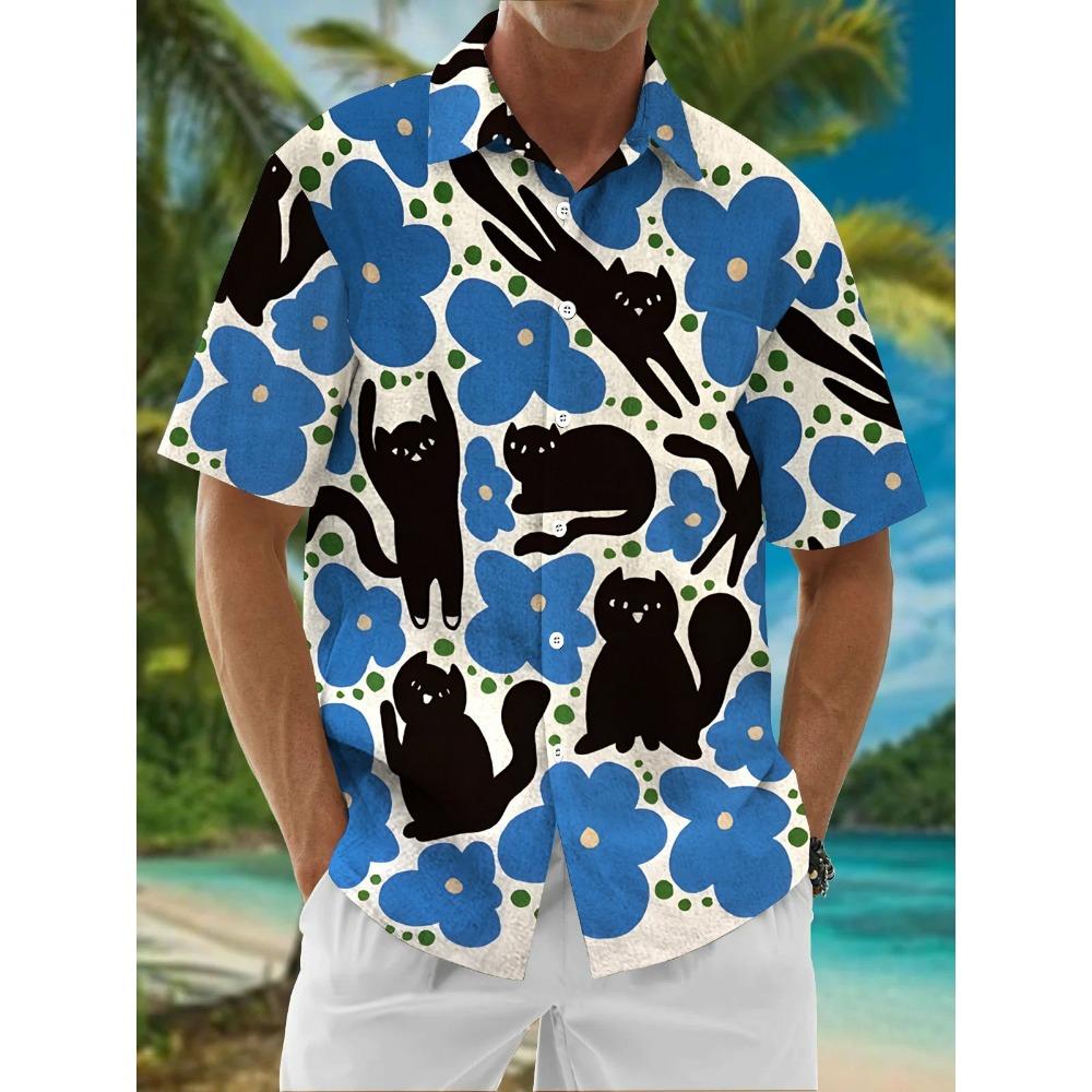 Sommer Herren 3D-Druck Meeresorganismus Grafikhemd Hawaiianische Freizeithemden Knopfleiste Kurzarmhemden Ohne Tasche