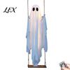 Outdoor Halloween Decorations Hanging Swinging Ghost Decoration, LED Light Up Large Spooky Front Porch Decor with Remote Control for Outside