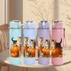 1PC Kitten Pumpkin Autumn 750ml Color Plastic Sports Water Bottle Leakproof Flip Straw Lid Suitable for Sports Office Home Use