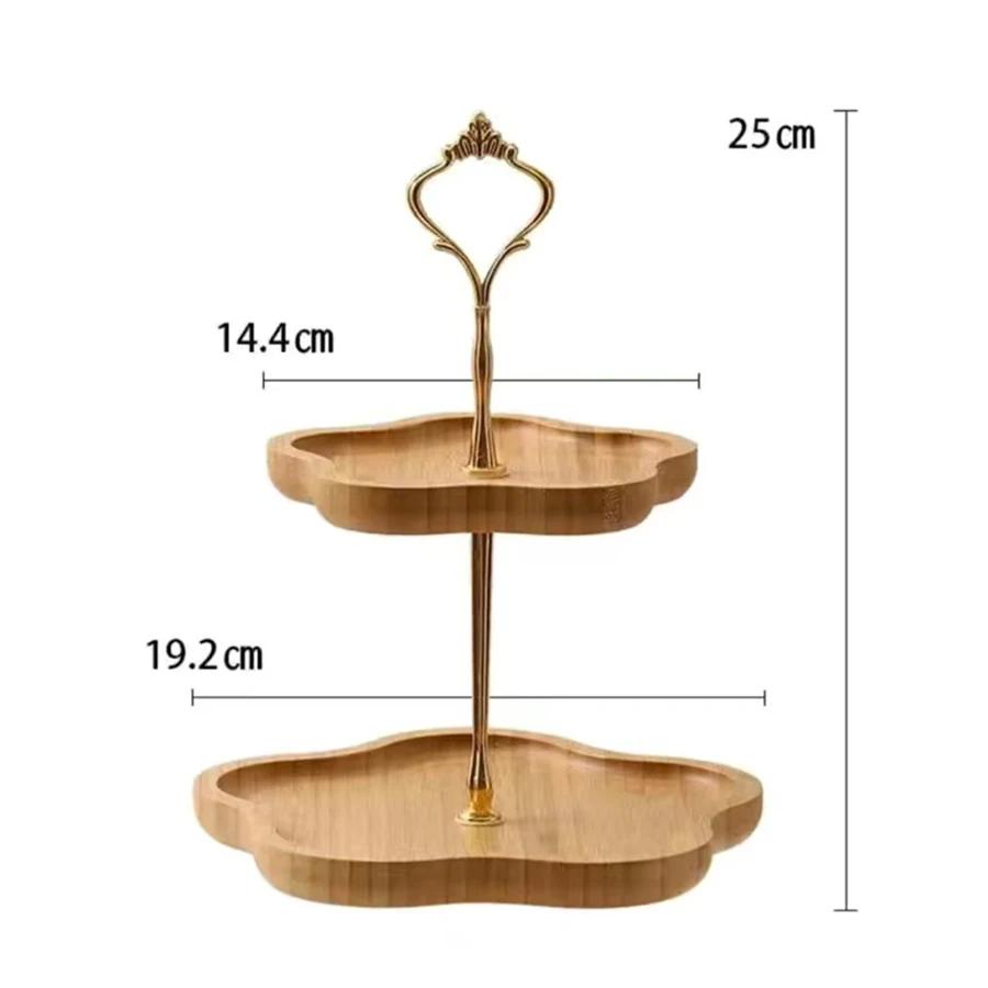 Wooden Cake Tray 2/3rd Floor Dessert Tray Stand Dining Room Dessert Cookie Candy Buffet Stand Holiday Party Decorations