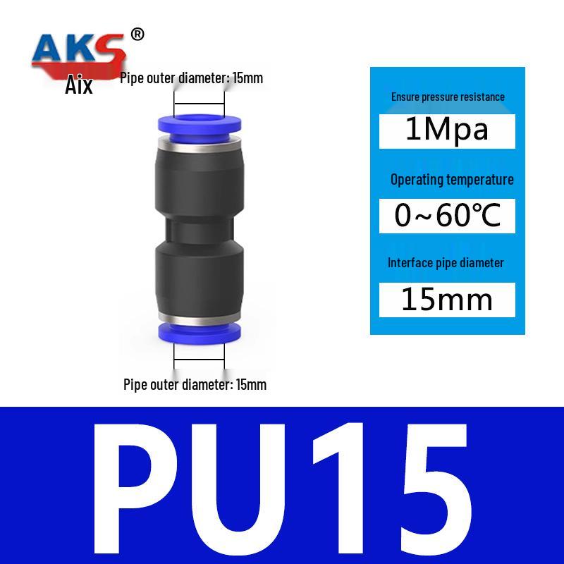 Pneumatic Nylon Air Hose Quick Connect Fittings: PU Straight, PY 5-Way, Cross 4-Way, PZA 3-Way, PE Connector with White/Blue Cap