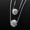 Korean 925 White Gold Clavicle Necklace with Diamond Ball Pendant