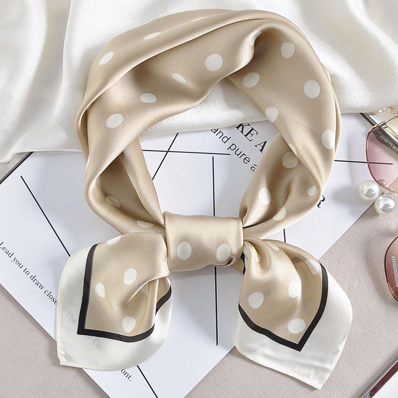 Luxury Apricot Print 70*70cm Silk Square Scarf Women Soft Satin Hairband Neckerchief Tie Female Headband Foulard Bag Ribbon Gift