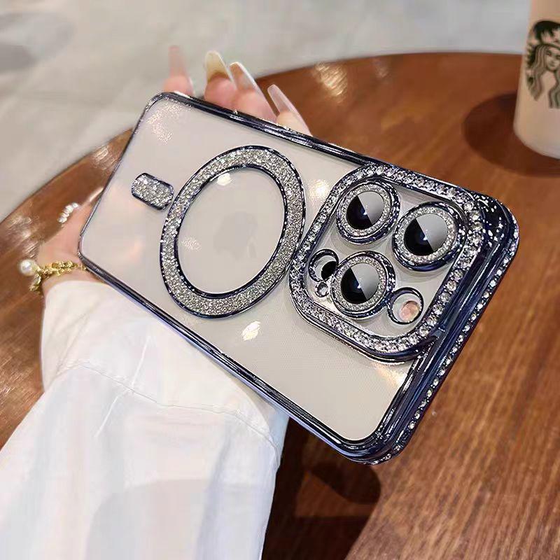 Rhinestone MagSafe Magnetic Case for iPhone 17 Pro Max/15 Pro - Crystal Clear Protective Cover