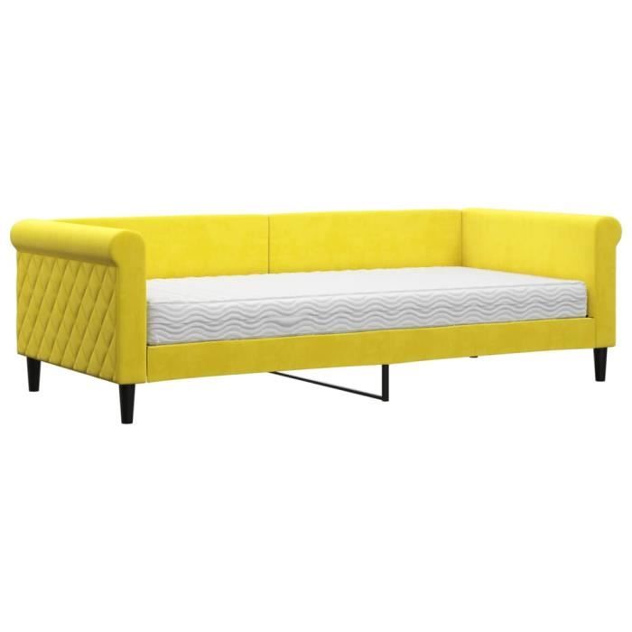 VidaXL Daybed with Mattress Yellow 90x200 Cm Velvet 3197752