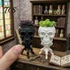 Desktop-Sukkulenten-Behälter Mini Gothic Totenkopf Pflanztopf, 3D-gedruckter gruseliger Blumentopf, Blumentopf Pflanzenbehälter, Schreibtischdekoration für Halloween