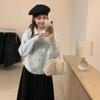 Early spring atmosphere sweet lace-up single-breasted loose knitted coat women's long-sleeved simple solid-color coat